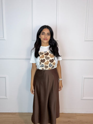 Falda Raso Marron