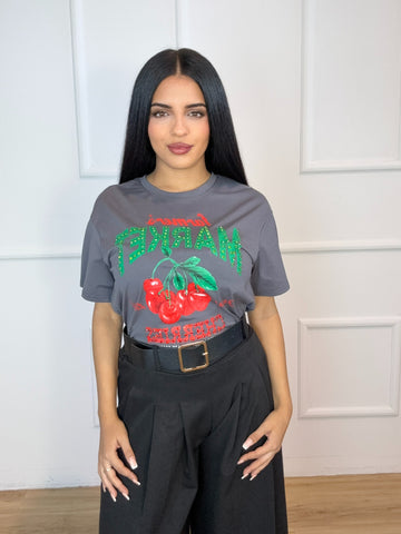 Camiseta Cereza Gris