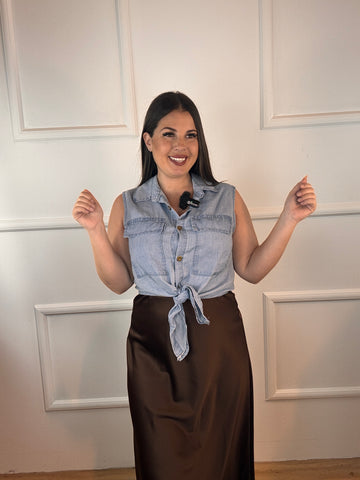 Falda Raso Marron