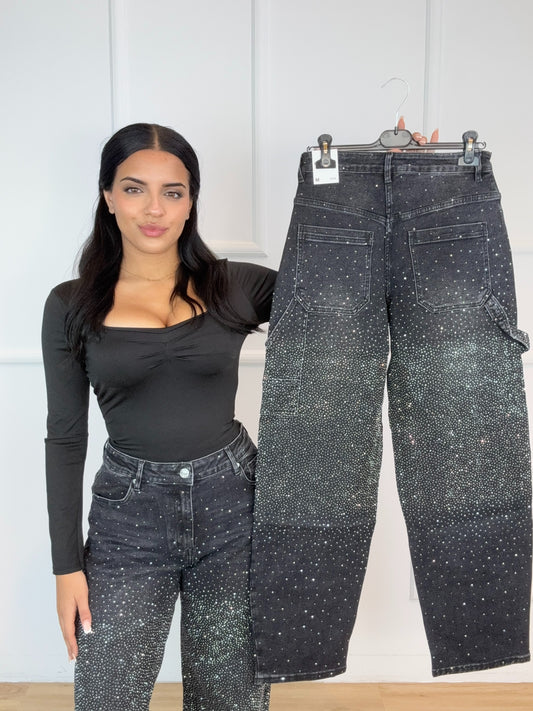 Pantalon Dubai Brillo Negro