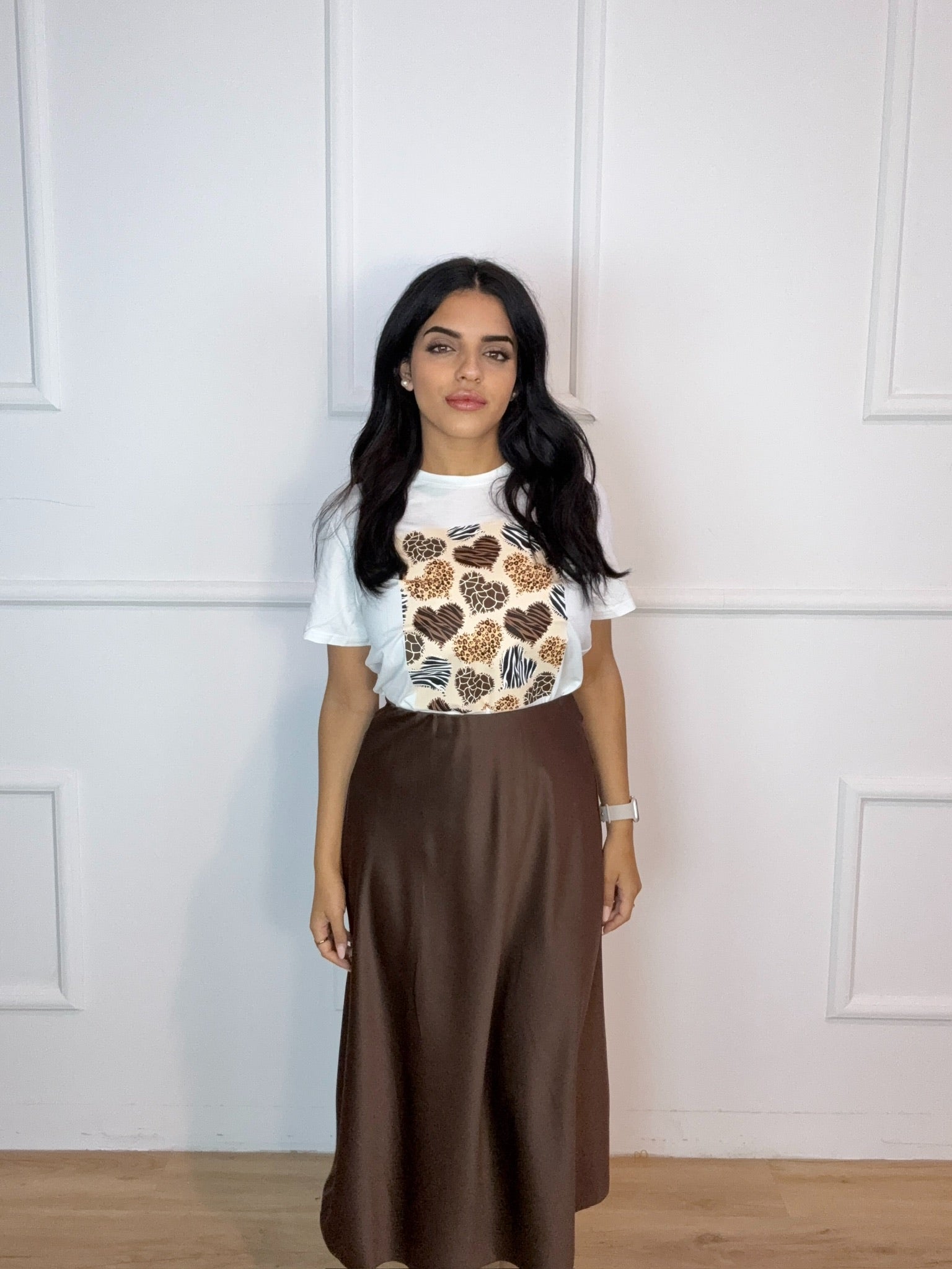 Falda Raso Marron