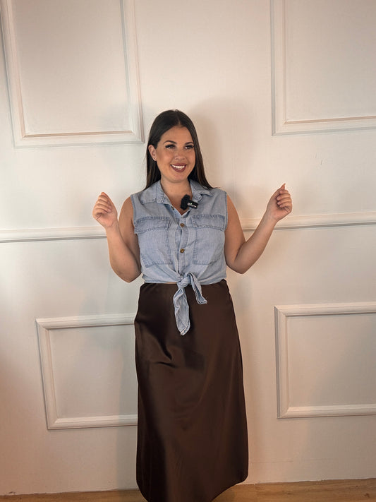 Falda Raso Marron