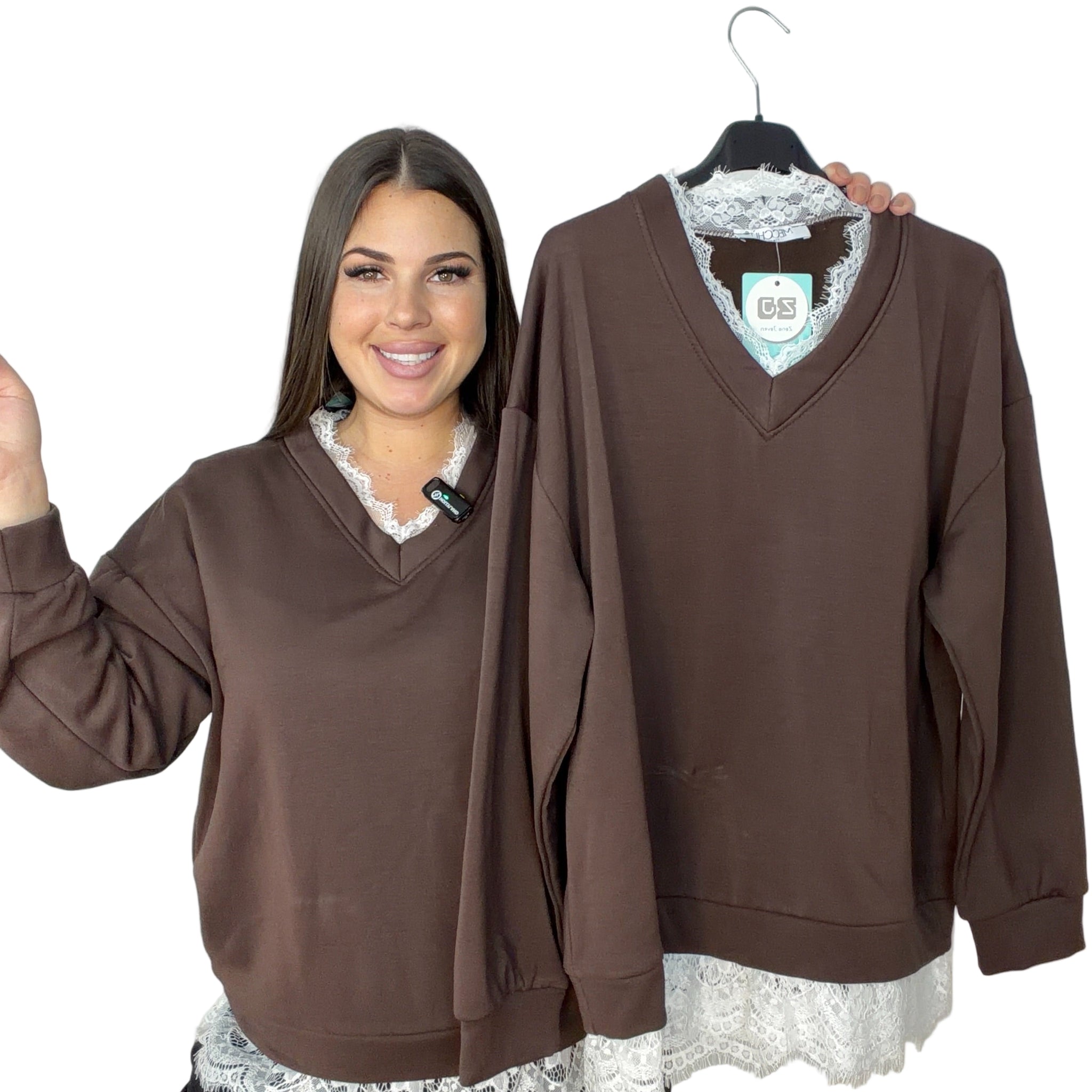 Sudadera Encaje Marrón