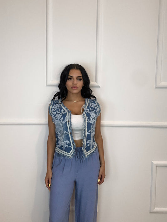 White Denim Vest