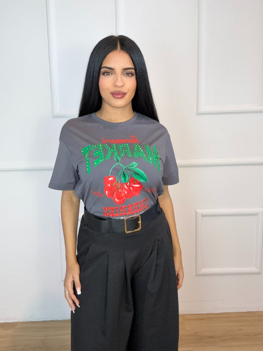 Camiseta Cereza Gris