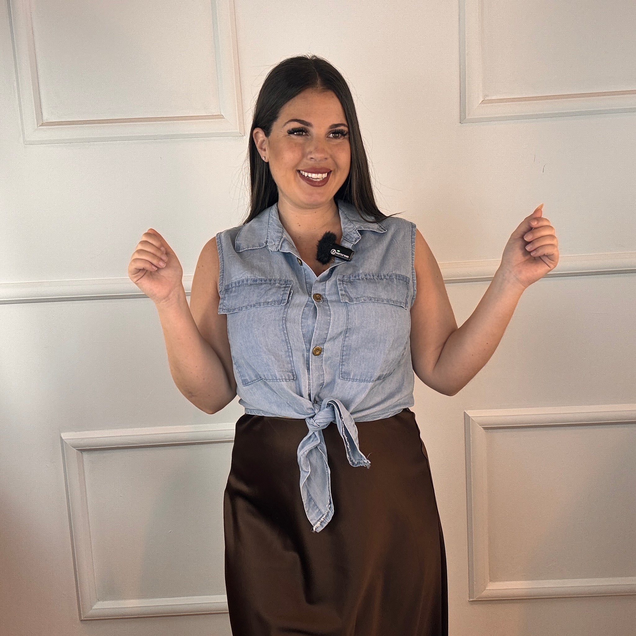 Falda Raso Marron