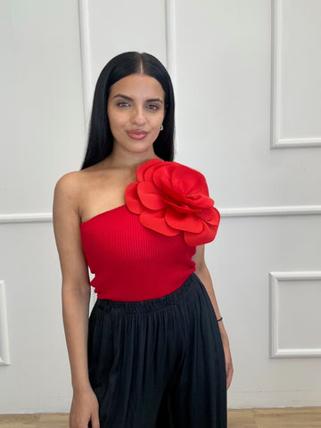 Camiseta Flor Roja