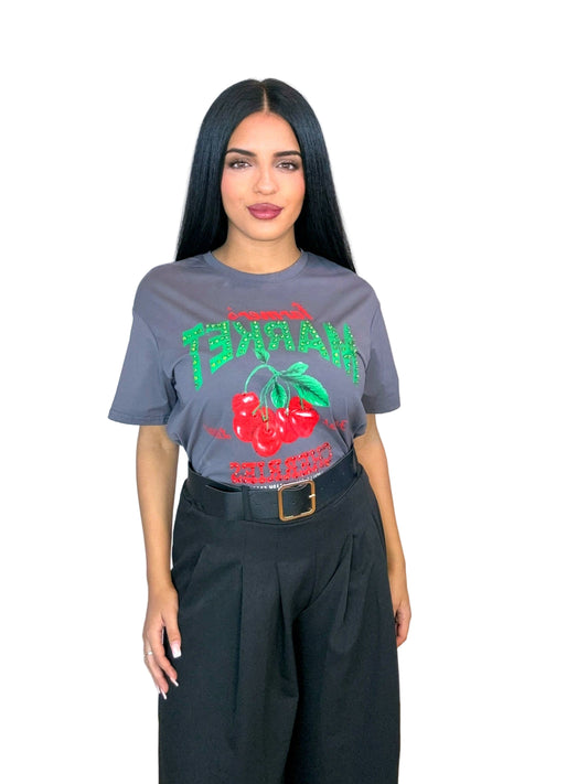 Camiseta Cereza Gris