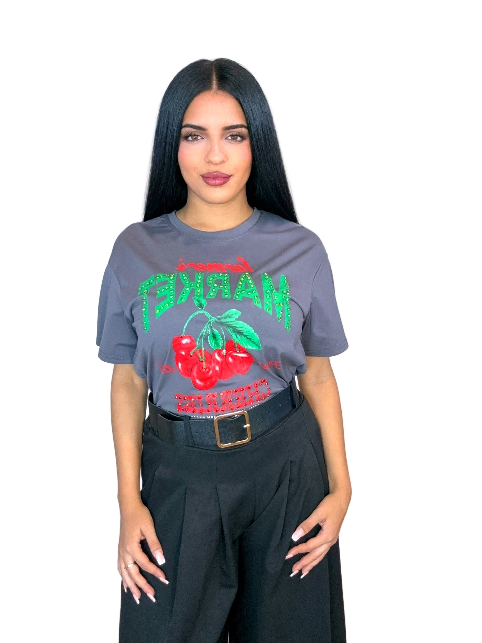 Camiseta Cereza Gris